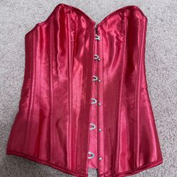 New xs red satin corset renaissance lingerie top costume Victorian goth gothic