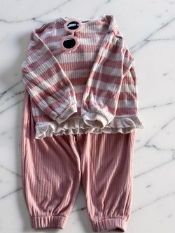 Easy-Peasy Pink and white striped baby girl set Size 4T #kidsfashion #babygirl