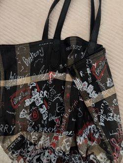 Burberry Graffiti Print Canvas Tote Bag