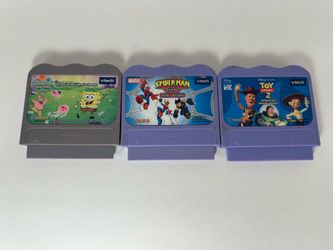 3 Vtech Vsmile games Spongebob Toy Story 2 Spider Man