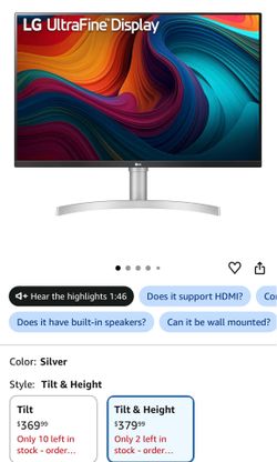 LG 32UN550-W Monitor 32" Ultrafine (3840 x 2160)