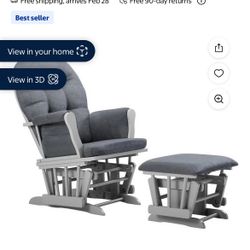 Angel Line (4.3) 2,217 Angel Line Windsor Glider and Ottoman, Black Finish with Dark Gray Cushions