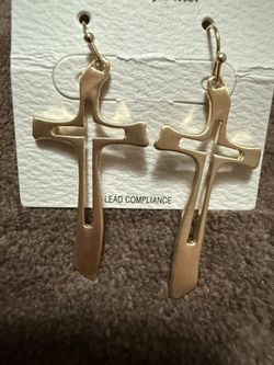 Cross Earrings Gold Color