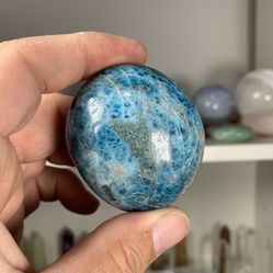 Blue Apatite Palm Stone Healing Crystal 