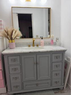 New modern grey bathroom vanity with sink