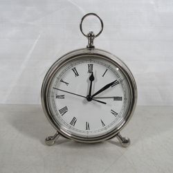 Pottery Barn Pocket Watch Chrome Plated Metal Desk Alarm Clock

