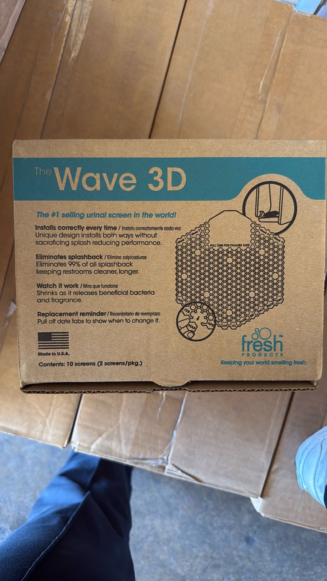 Wave 3D Urinal Screen Deodorizer, Cotton Blossom, Case of 60