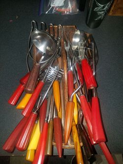 26 pieces of Vintage Bakelite Stainless steel