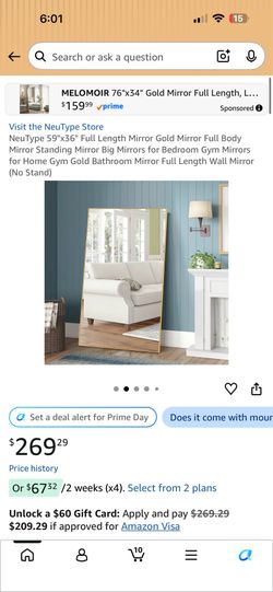 NeuType 59"x36" Full Length Mirror, full body mirror