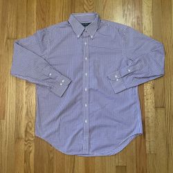 Polo Ralph Lauren Purple Check Plaid 16 1/2 34/35 Lg Button-Up Long Sleeve Shirt