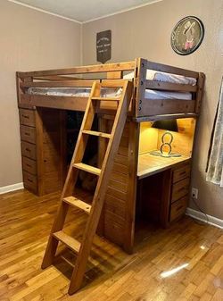 Twin Loft Bed with Desk & Storage