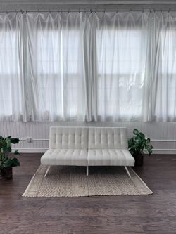 White Tufted Back Convertible Sofa