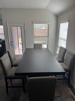 36” Counter-Height Extendable Dining Table Set with 6 Chairs & Built-In Storage