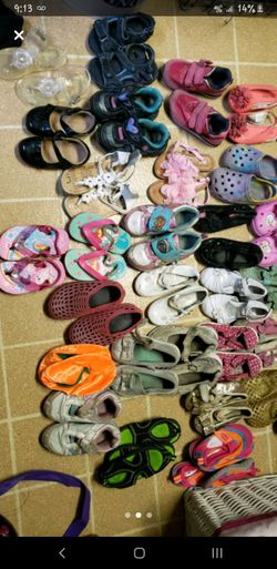 Large lot of toddler girls tennis sneakers shoes flip flops boots sandals slippers