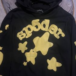 Yellow and black Sp5der hoodie 