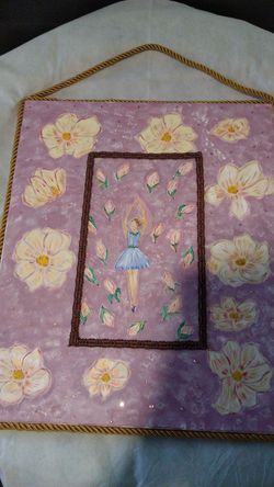 Balarina paint with rhinestones 24 by 20 inches.