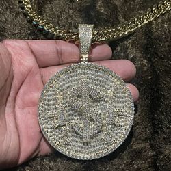 Big Diamond Pendant Cuban Set
