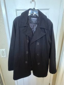 Carbon Black Wool Blend Peacoat Men's Large