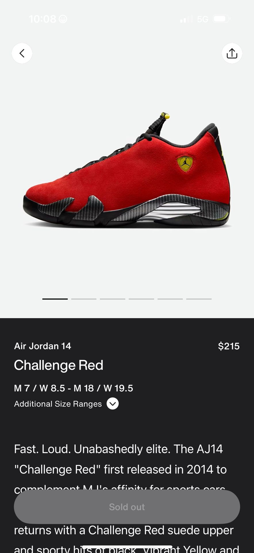 Air Jordan 14 Ferrari (2025) Size 6.5, 10.5