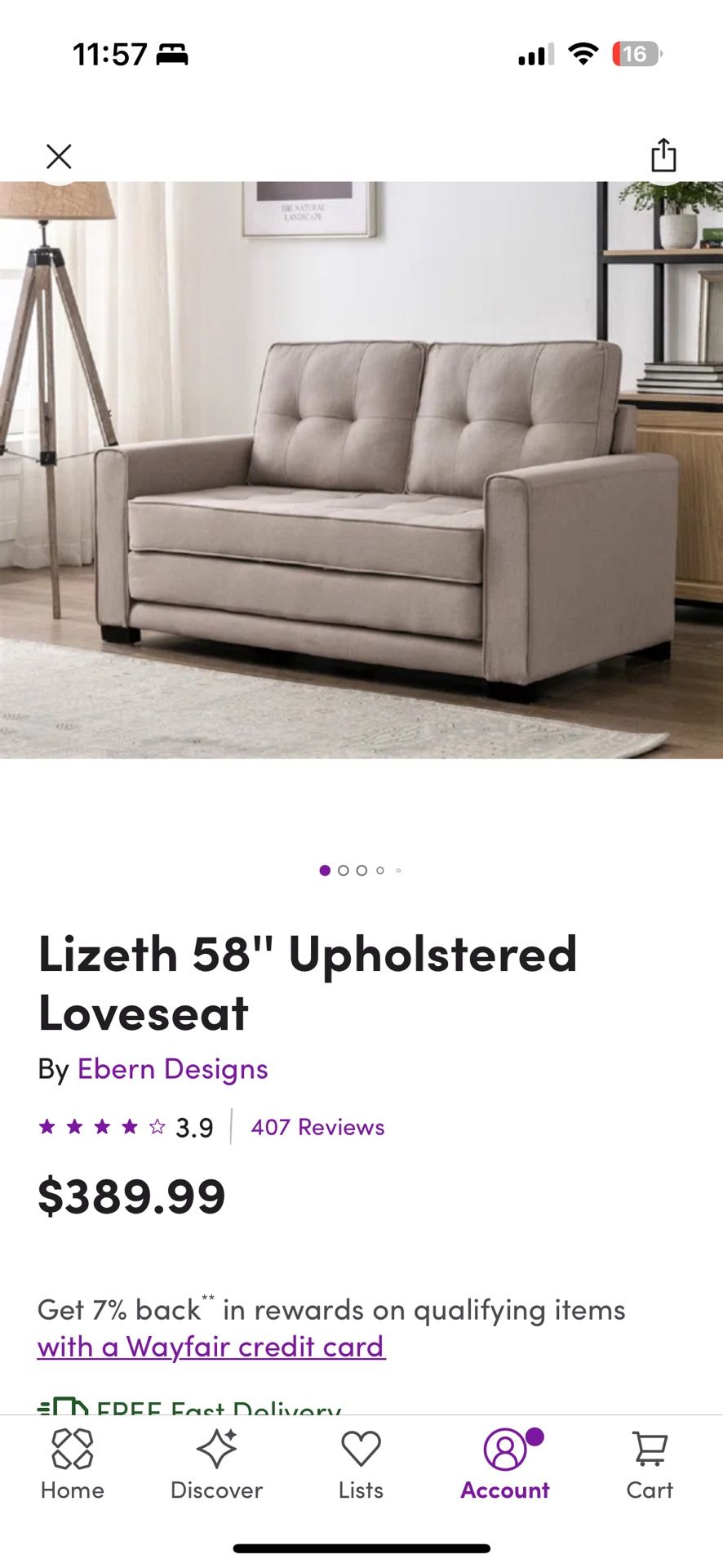 58” Loveseat Sofa Sleeper
