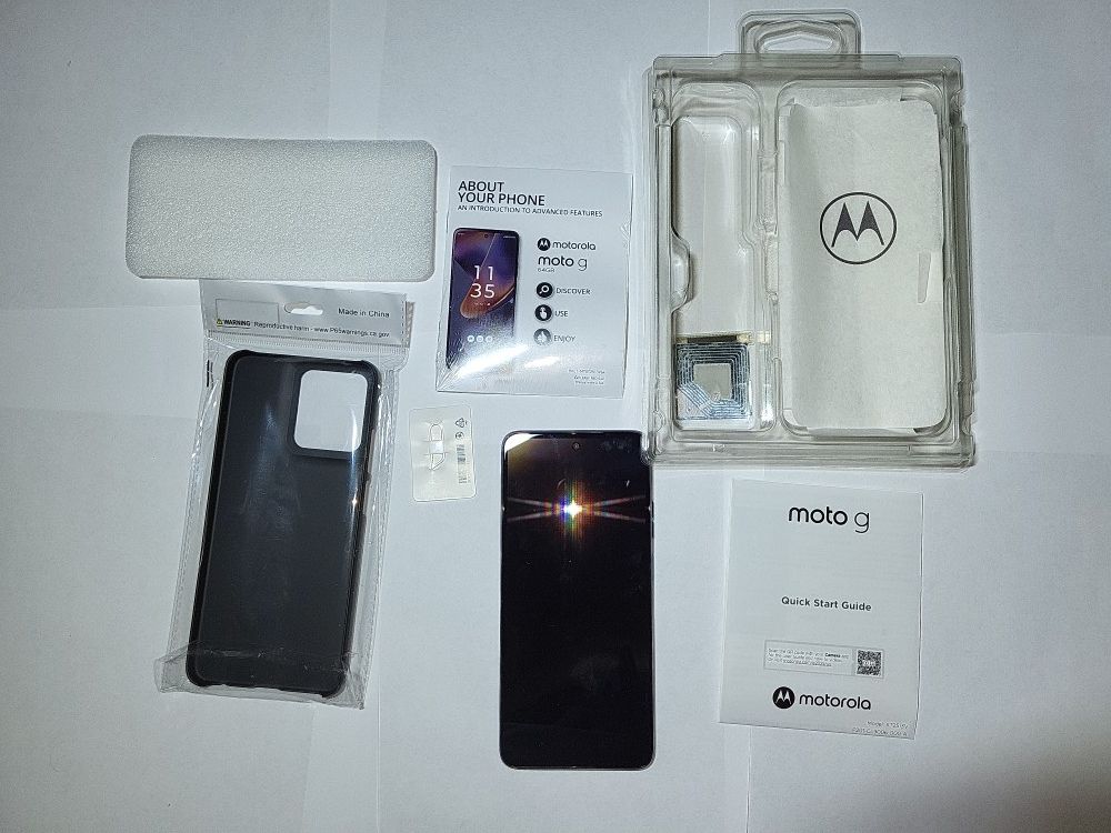 UNLOCKED Bundle Moto G 2025 5G Open Box,Dual SIM,Case.120Hz,Fingerprint,Fast 8-Core CPU.Use it with ANY provider 