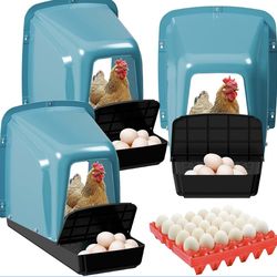 Chicken Nesting Box with Plastic Egg Trays, 3 Pack Nesting Boxes for Chickens with Egg Collection(Red)