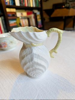 Vintage Belleek Irish Porcelain Double Shell Creamer Pitcher