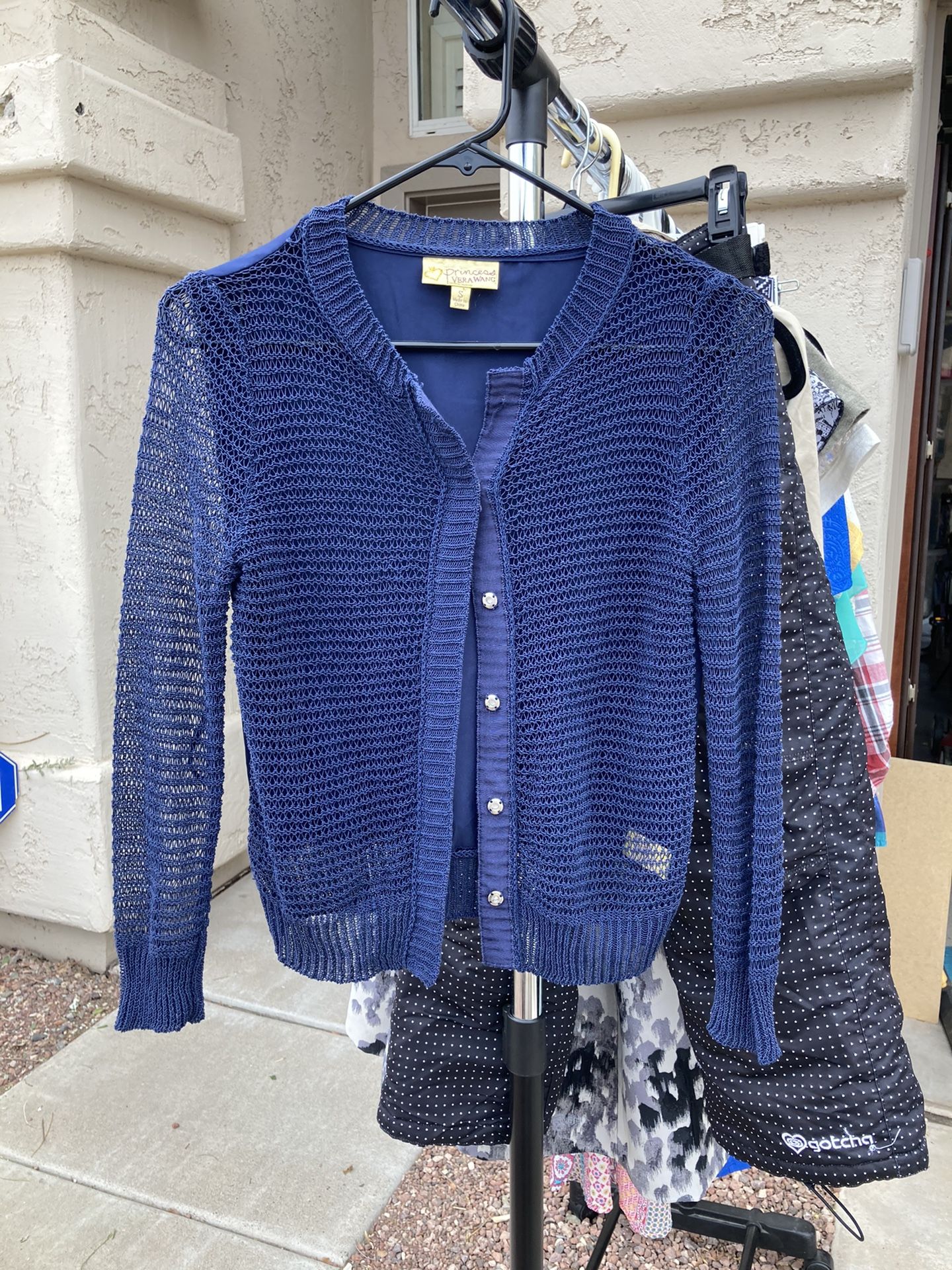 Juniors Blue Button Down Cardigan Sweater By Vera Wang Size S