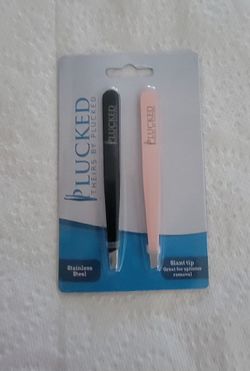 Plucked Stainless Steel Slant Tip Tweezers 2-Pack