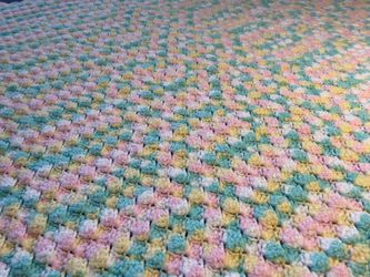 54” x 42” Pastel Colored Handmade Corner-to-Corner Crochet Afghan Blanket