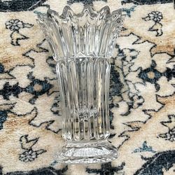Fluted 24% Lead Crystal Glass Pillar Candle Holder Made in Slovenia Home Decor
