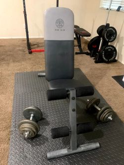 Gold's Gym Weight Bench & 90 lb Adjustable Dumbbell Set