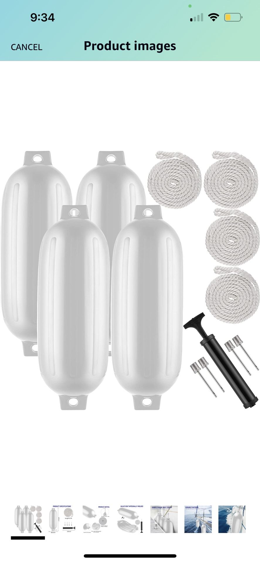 Boat Fender 8.5 x 27 Inches, Boat Fender Bumper Pack of 4 and Pump to Inflate