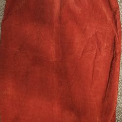 Red Suede Skirt With Split