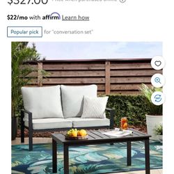 New Mainstays Asher Springs Outdoor 2-Piece Loveseat Sofa & Table Set $150 Firm 