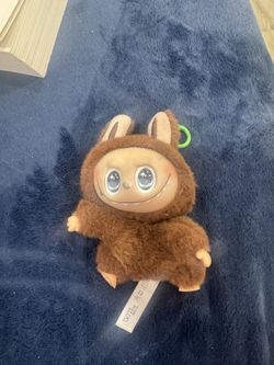 Adorable brown and tan plush keychain Labubu