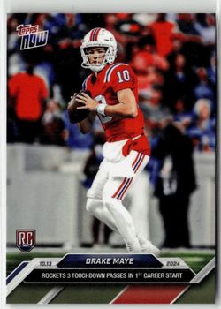 2024 Topps Now Draft Football Card #10 Drake Maye RC New England Patriots QB