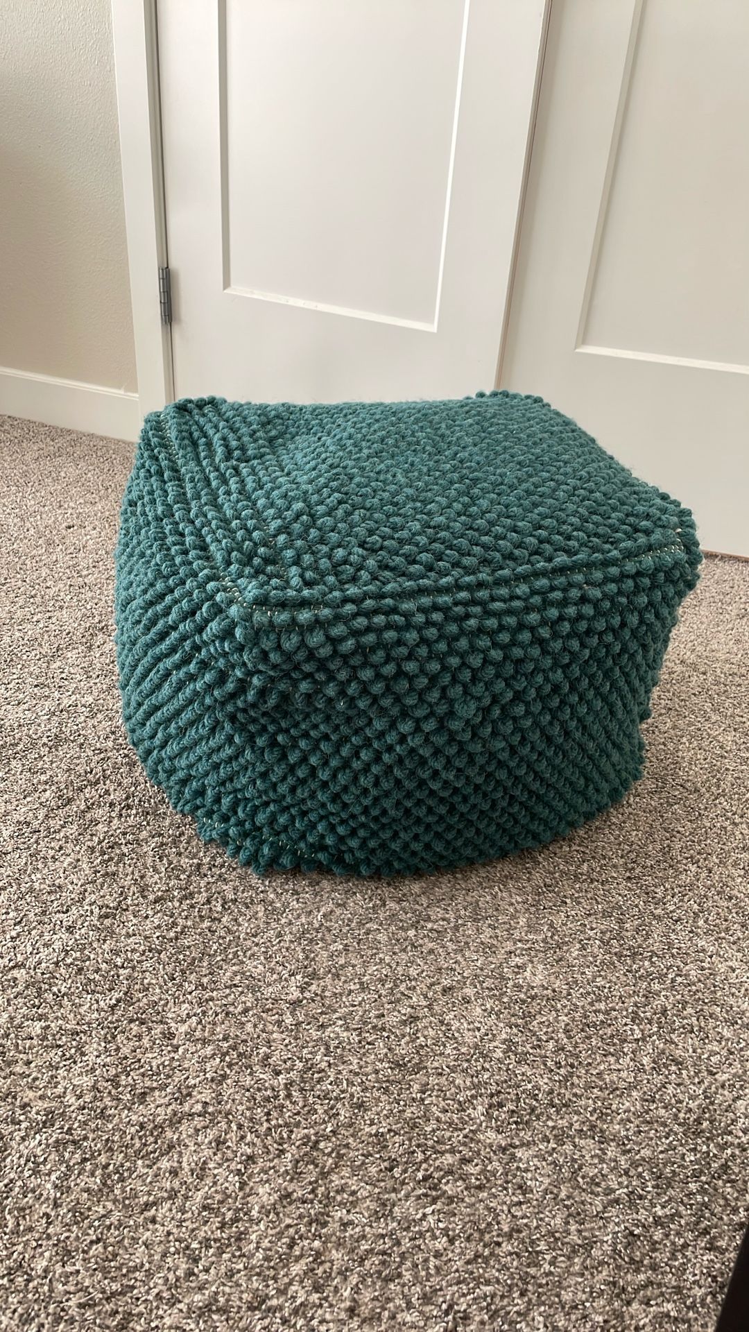 Teal Wool Pouf