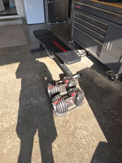 Workout bench &Bowflex adjustable dumbbells