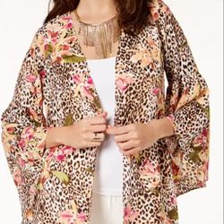 Thalia SodiMixed-Print Open-Front Kimono,
