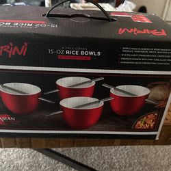 Parini 15-oz Rice Bowls & Chopsticks Set