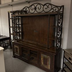 Large Wood and Iron Entertainment Center 