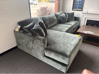 Beautiful green fabric sectional microfiber suede