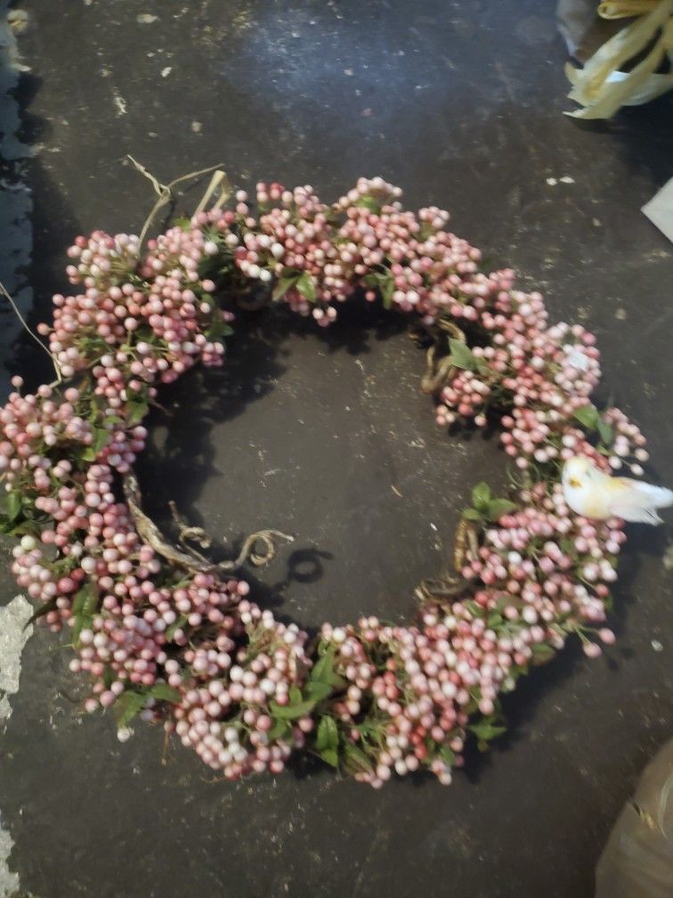 Pink Wreath With Bird