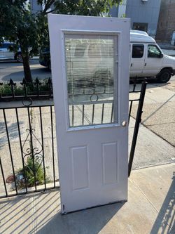 79 x 31 1/2 White Exterior Door with Built-in Blinds