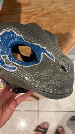 Blue velociraptor dinosaur mask