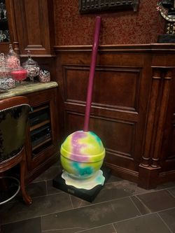 very large rainbow lollipop sculpture