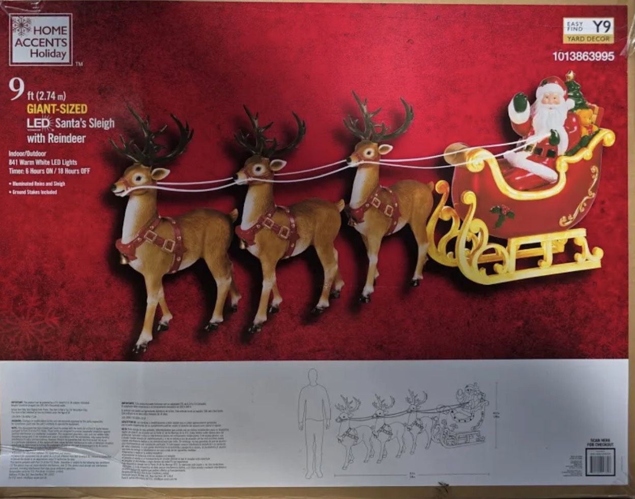 9 ft. Giant-Sized LED Santa's Sleigh with Reindeer