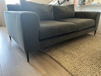 Harper 76" Velvet Slate Sofa with Antique Bronze legs