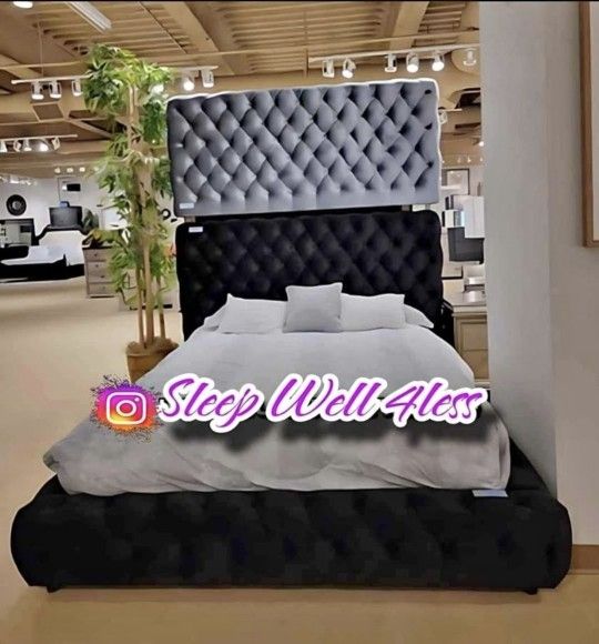 NEW QUEEN BED FRAME AND MATTRESS
